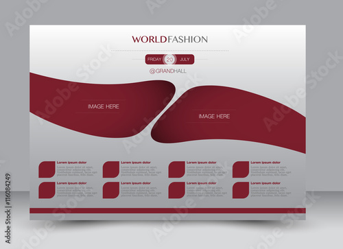 Flyer, brochure, billboard, magazine cover template design landscape orientation for education, presentation, website. Red color. Editable vector illustration.
