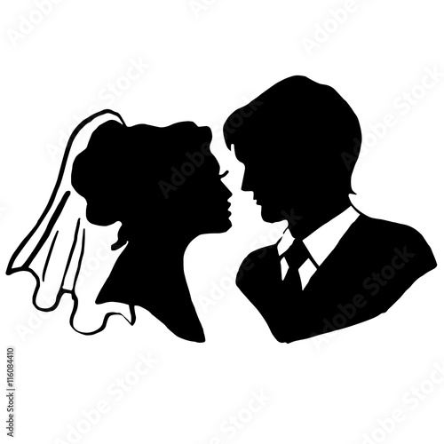  the bride and groom isolated on white background