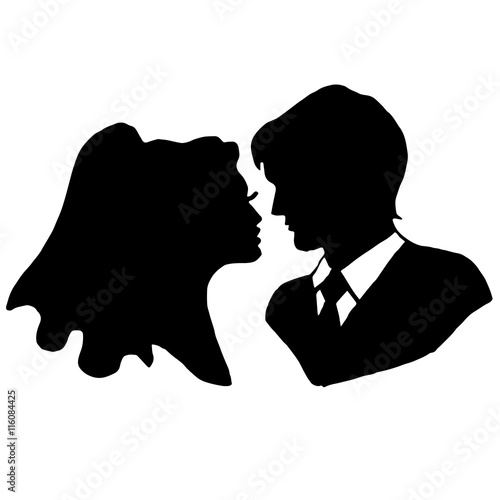  the bride and groom isolated on white background