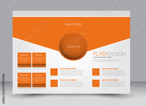 Flyer, brochure, billboard, magazine cover template design landscape orientation for education, presentation, website. Orange color. Editable vector illustration.