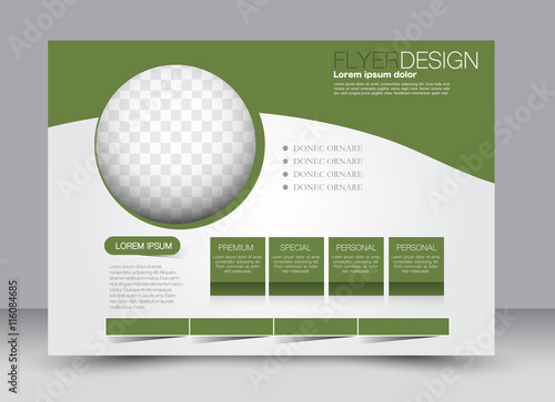 Flyer, brochure, billboard, magazine cover template design landscape orientation for education, presentation, website. Green color. Editable vector illustration.