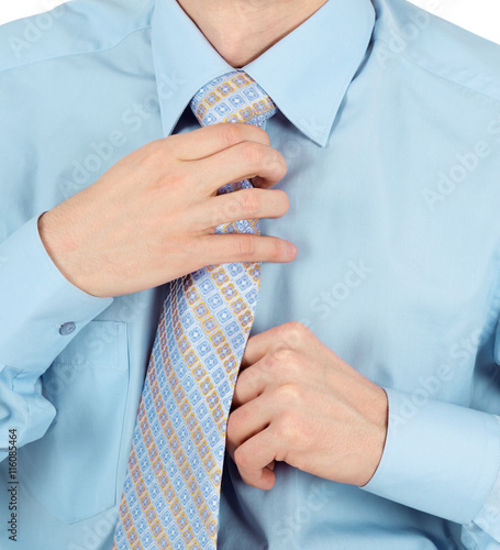 Business man adjust beautiful new tie