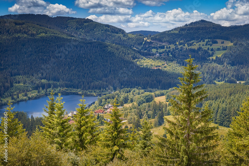 Panoramic view lake Schluchsee.Black Forest.Baden-wuerttemberg region.Germany.