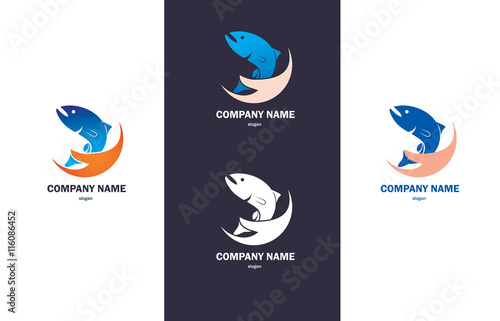Fish caviar hand board flat logo