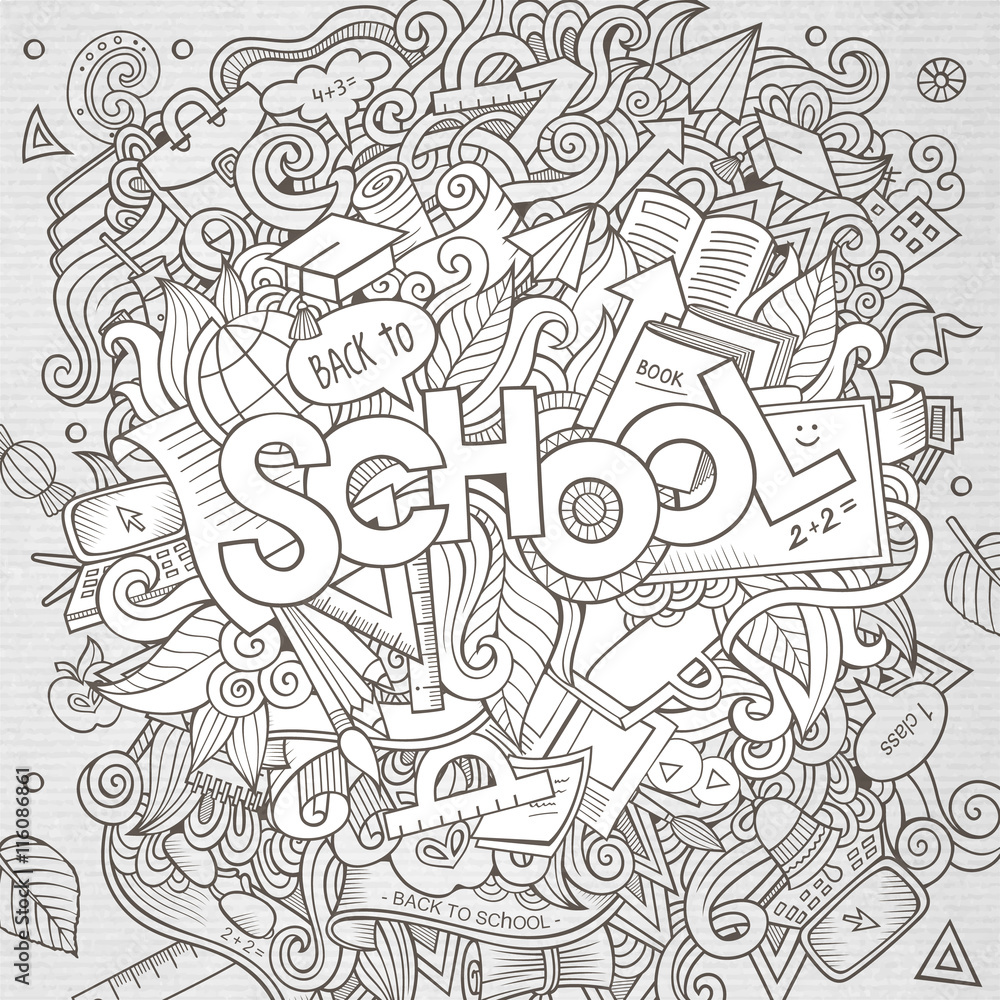 Cartoon sketchy hand-drawn Doodle on the subject of education Cartoon sketchy hand-drawn Doodle on the subject of education