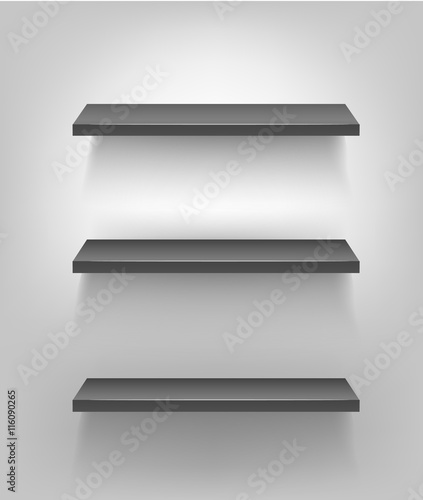 white 3d shelves on a white background. 
