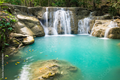 Waterfall deep forest scenic natural at huai mae khamin national park, kanchanaburi, thailand © Mumemories