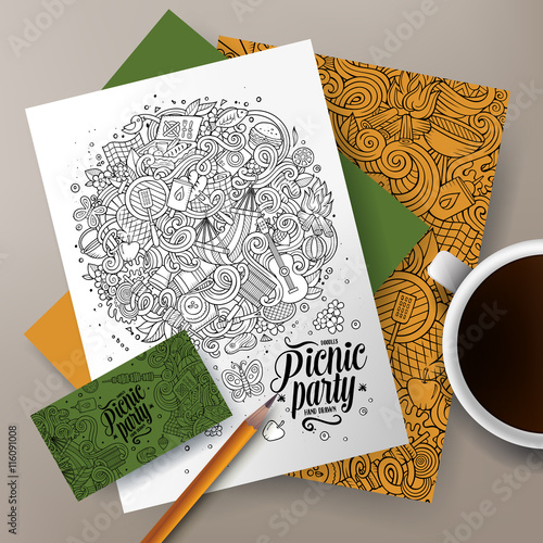Cartoon doodles picnic corporate identity