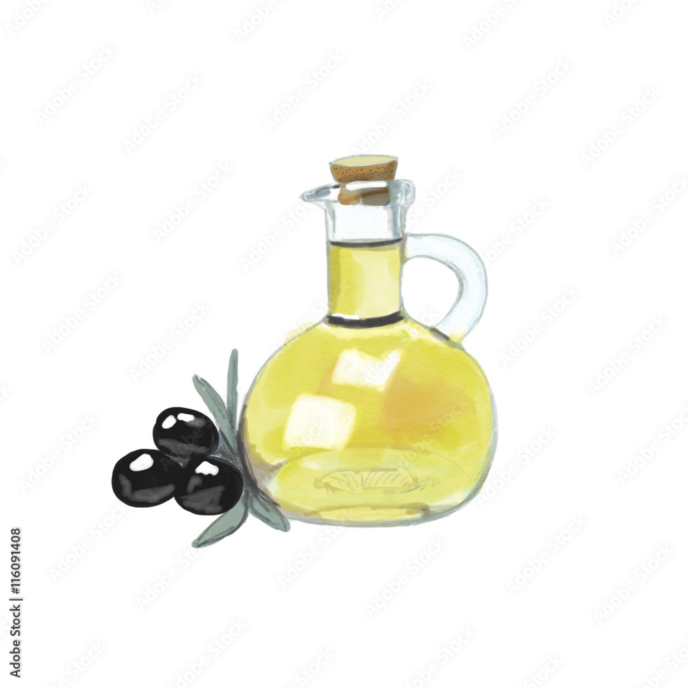 Watercolor illustration oil Watercolor illustration oil
