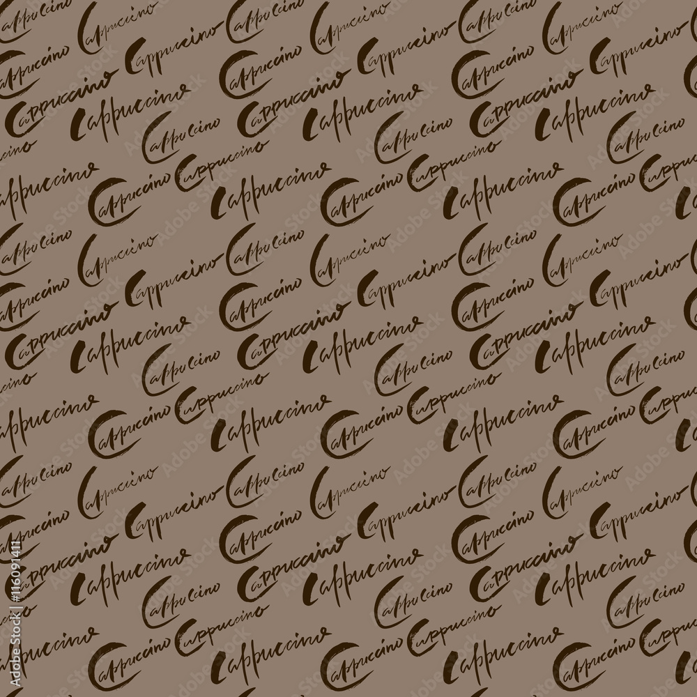 Vector illustration of seamless coffee pattern. Cappuccino coffee