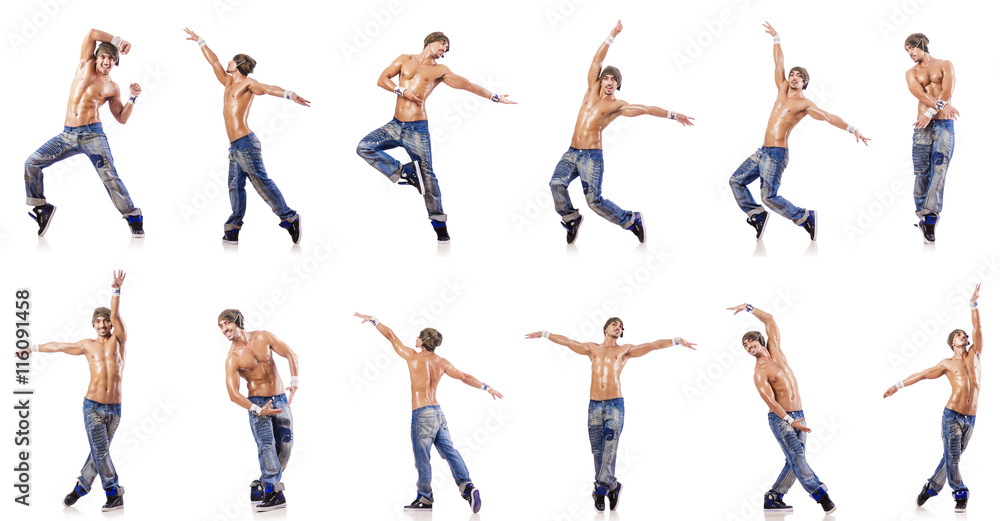 Dancer dancing dances isolated on white Dancer dancing dances isolated on white