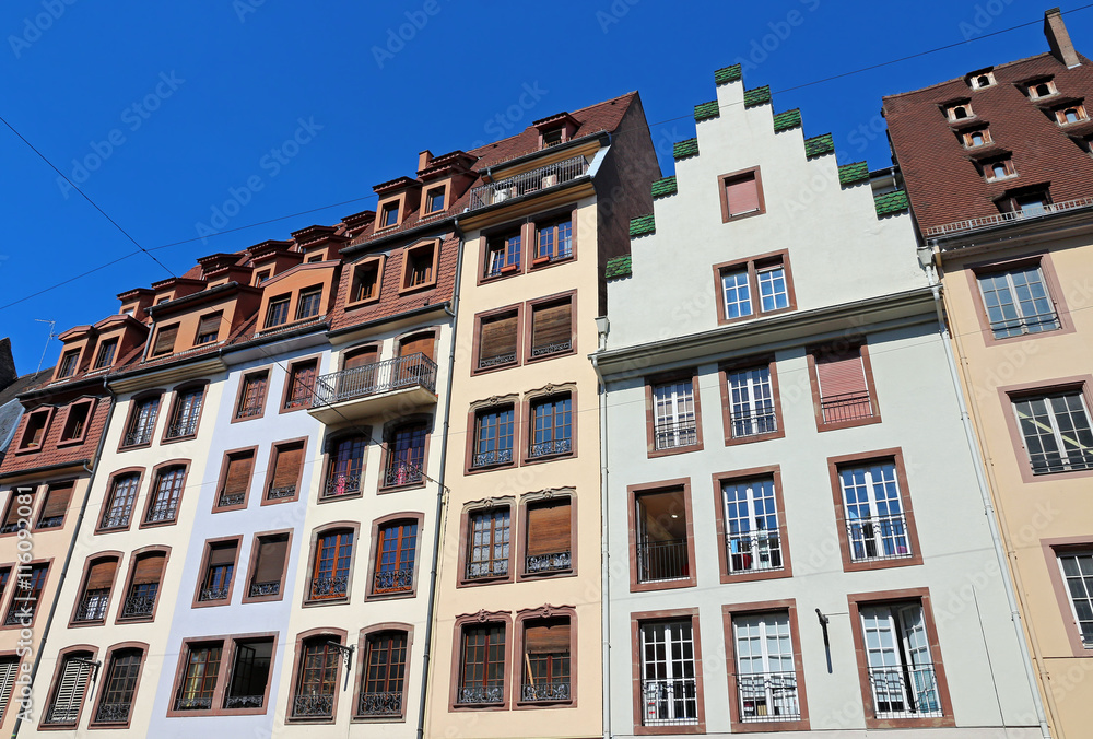 typical apartment buildings in Strasbourg - France