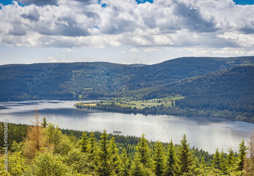 Panoramic view lake Schluchsee.Black Forest.Baden-wuerttemberg region.Germany.