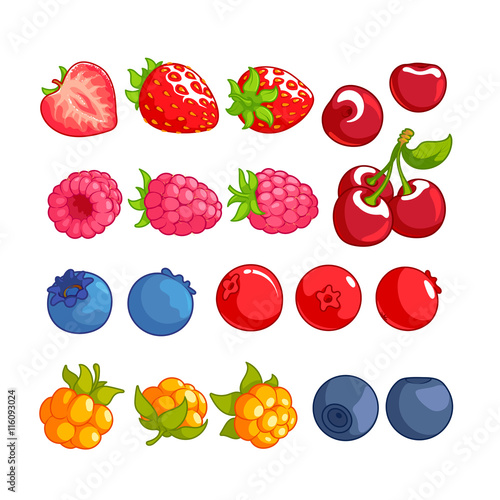 Set of different berries.
