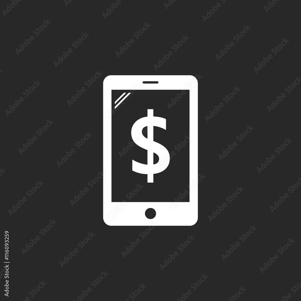 Online mobile bank money simple icon on background Online mobile bank money simple icon on background