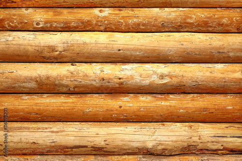 Foto Log Cabin Debarked Wall Textured Horizontal Background
