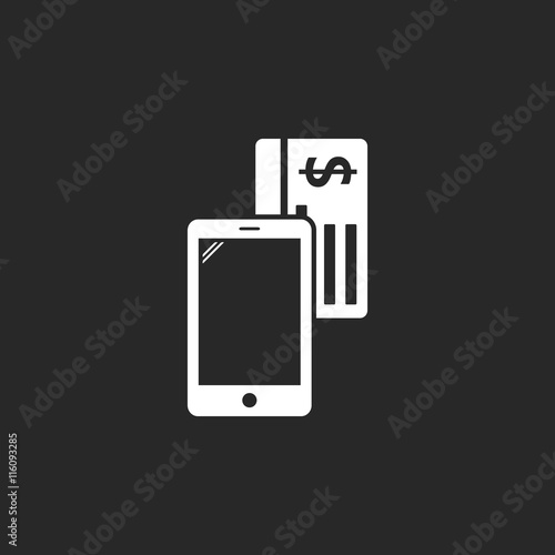 Online mobile payment transaction simple icon on background