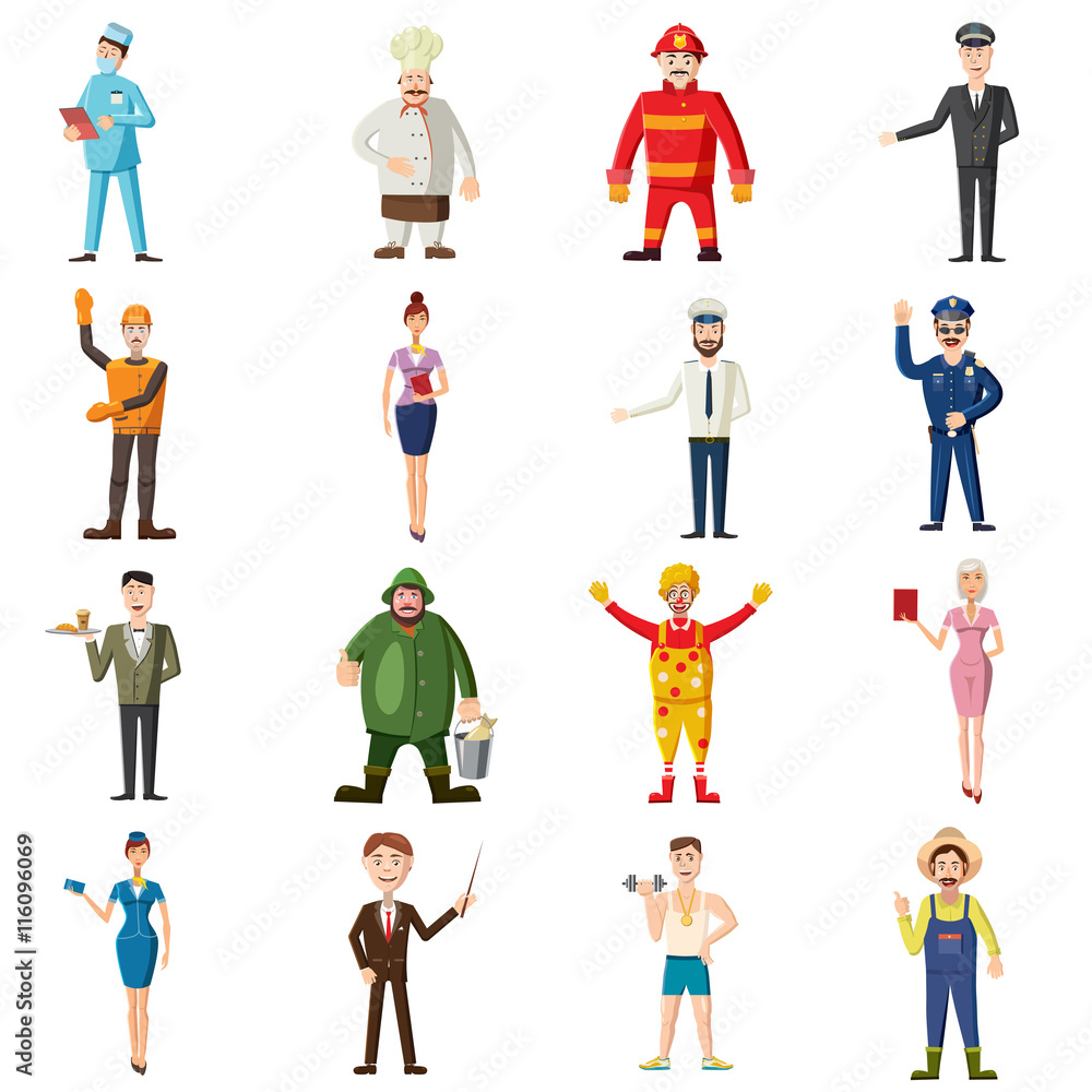 Professions icons set in cartoon style. Worker set collection isolated vector illustration Professions icons set in cartoon style. Worker set collection isolated vector illustration