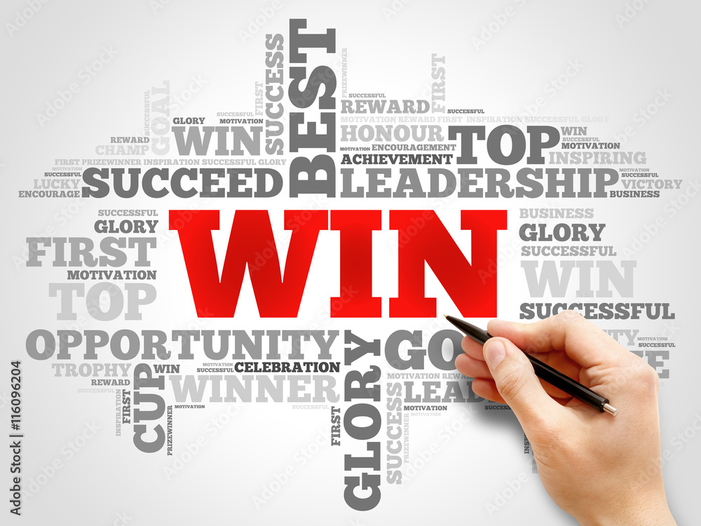 WIN word cloud collage, business concept background WIN word cloud collage, business concept background