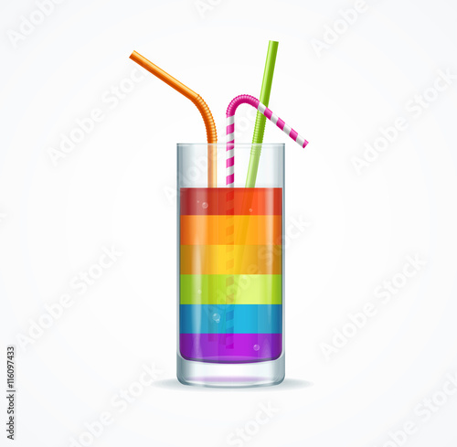 Rainbow Cocktail Glass. Vector