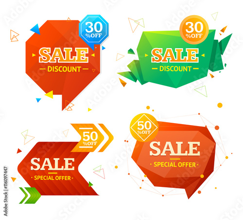 Geometry Sale Label Set. Vector