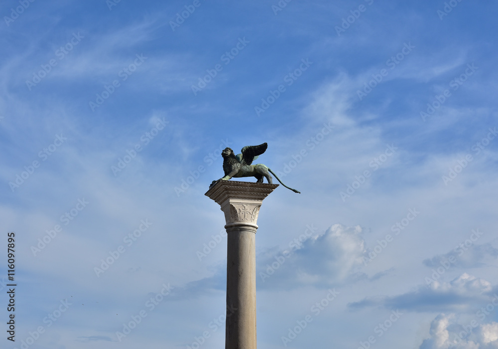 Saint Mark Lion column in the center of Venice