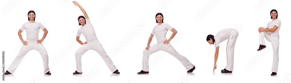 A man in white sportswear isolated on white A man in white sportswear isolated on white