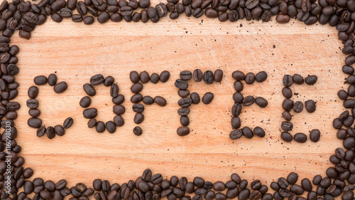 coffee bean spell out "coffee" word