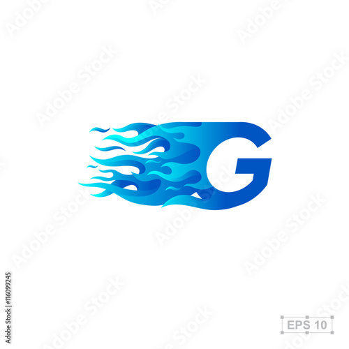 letter G logo,fire fast speed,blue