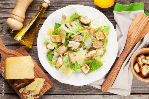 Photos Fresh healthy caesar salad cooking