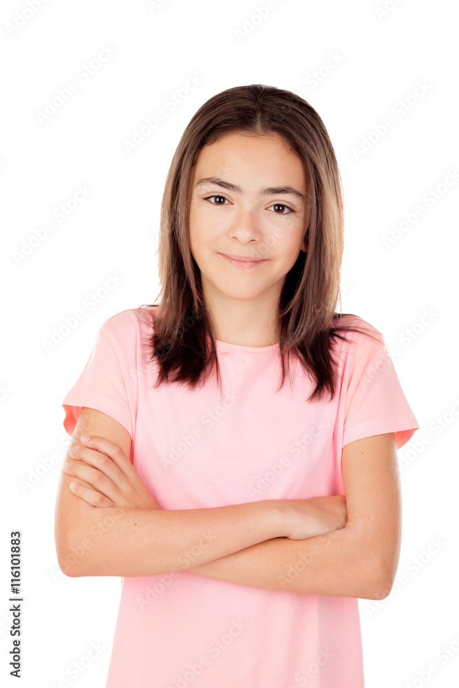 Pretty preteenager girl with pink t-shirt Pretty preteenager girl with pink t-shirt