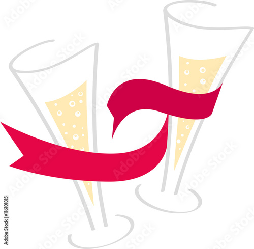 Wedding celebration. Glasses of champagne