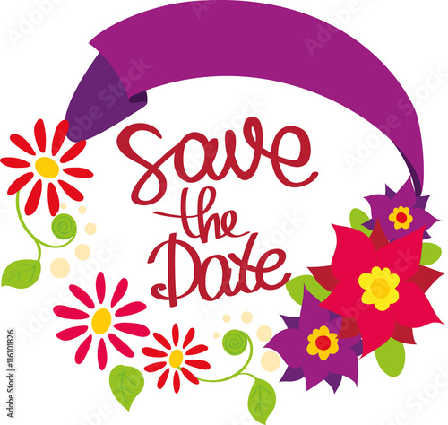 Wedding flower frame. Save the date