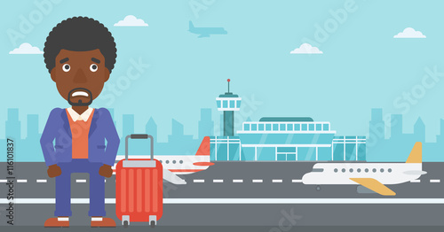 Man suffering from fear of flying.