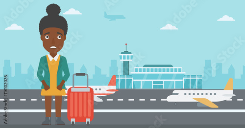 Woman suffering from fear of flying.