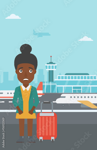 Woman suffering from fear of flying.
