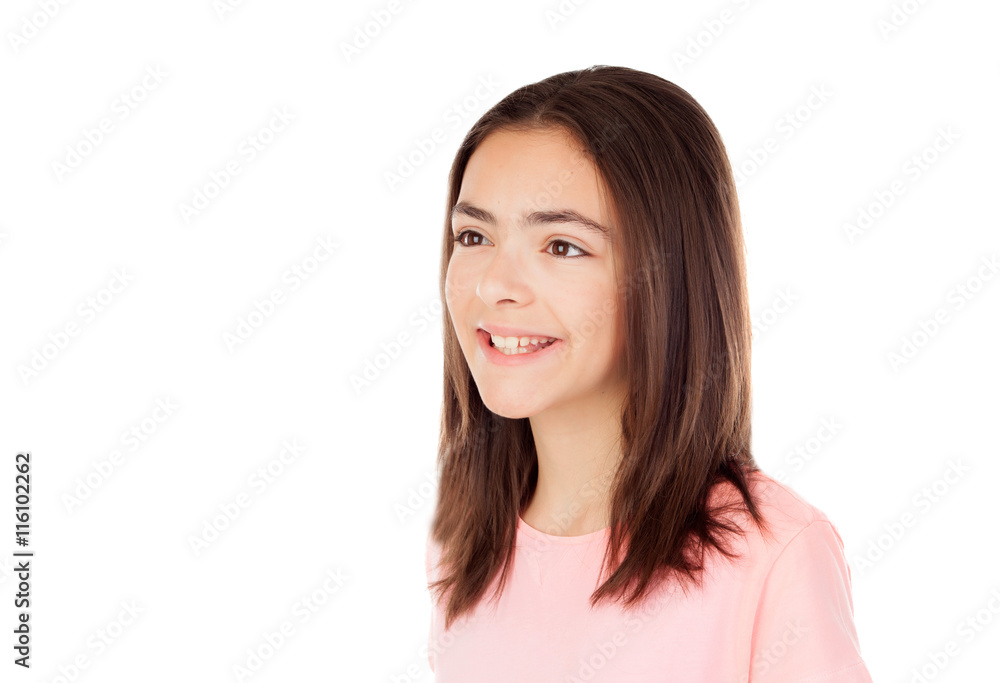 Pretty preteenager girl with pink t-shirt Pretty preteenager girl with pink t-shirt