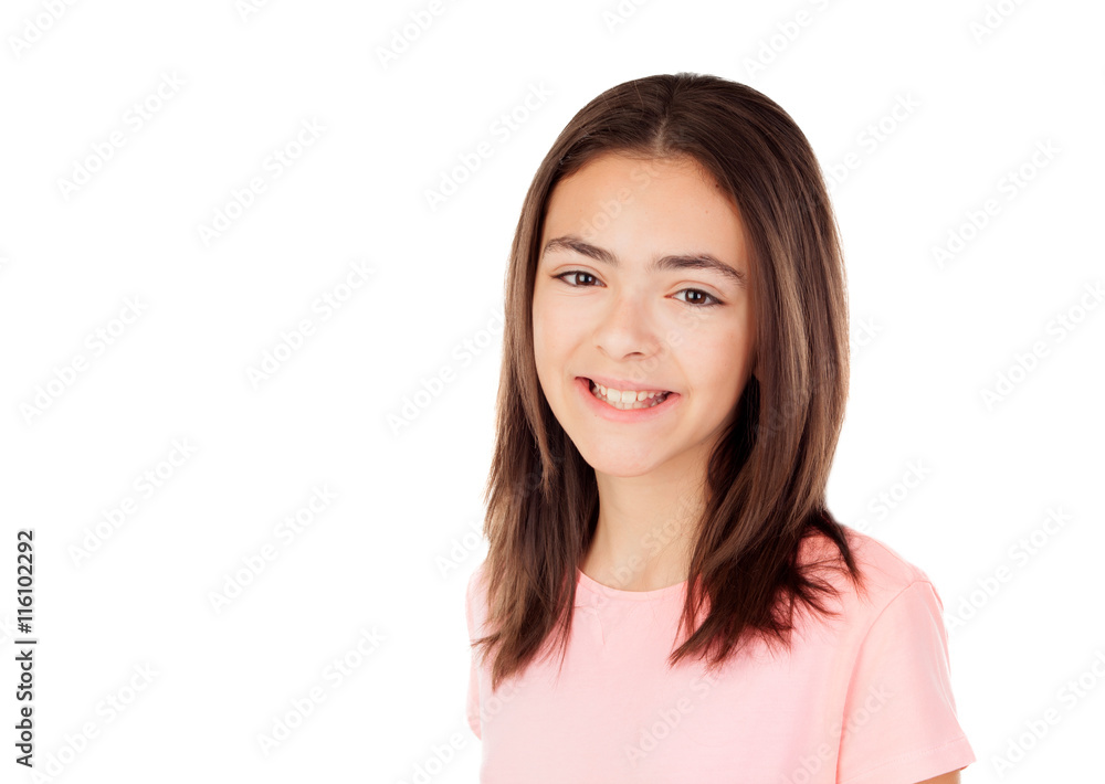 Pretty preteenager girl with pink t-shirt Pretty preteenager girl with pink t-shirt