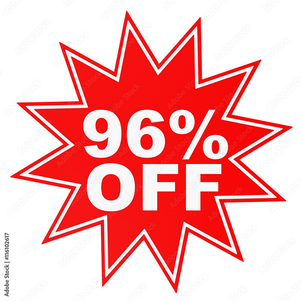 Discount 96 percent off. 3D illustration. Discount 96 percent off. 3D illustration.