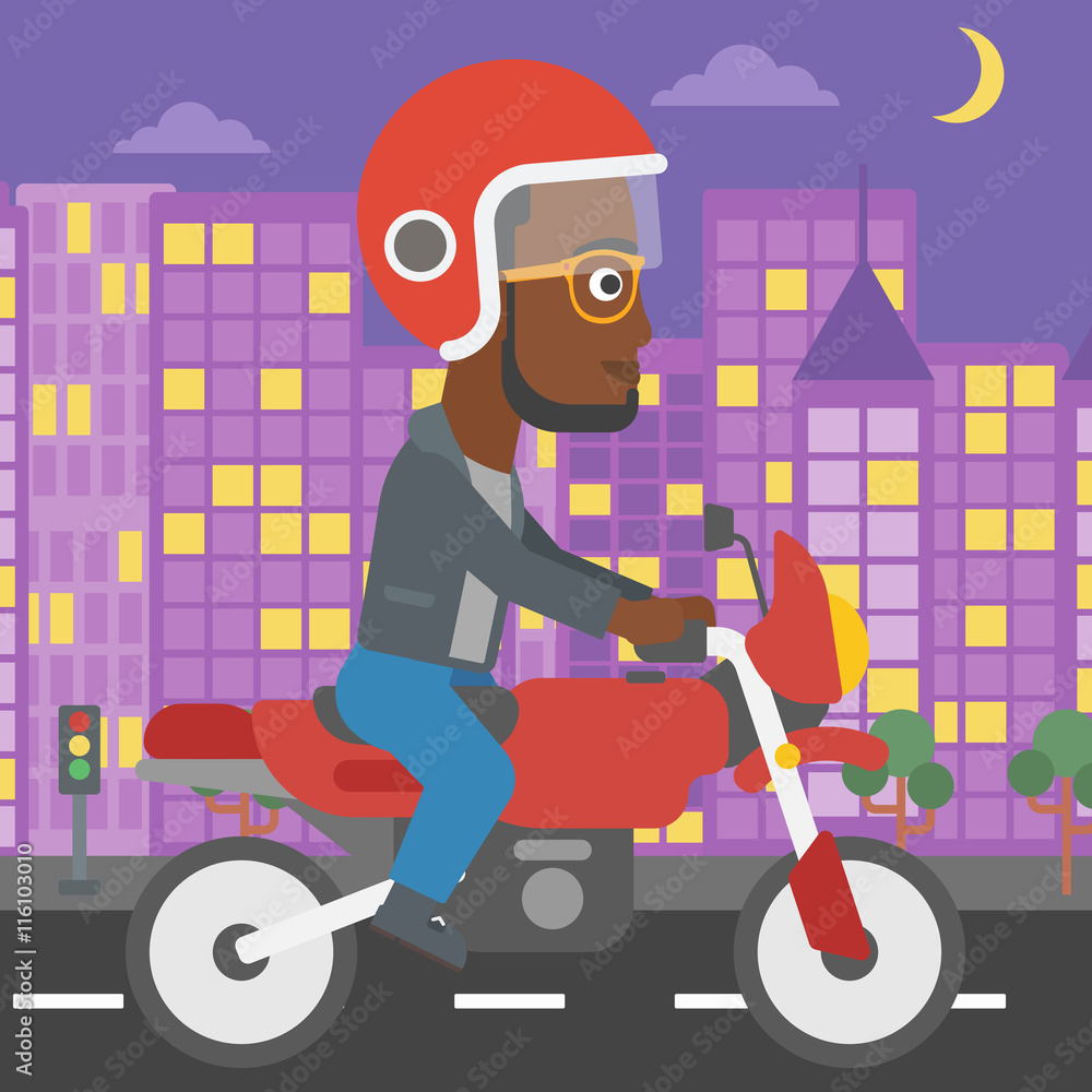 Man riding motorcycle vector illustration.