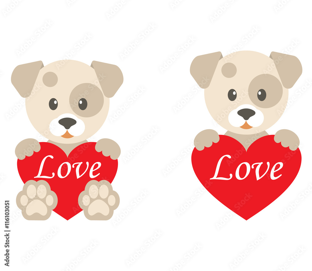 lovely dog with heart set lovely dog with heart set