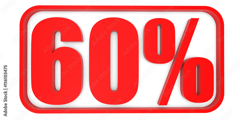 Discount 60 percent off. 3D illustration. Discount 60 percent off. 3D illustration.