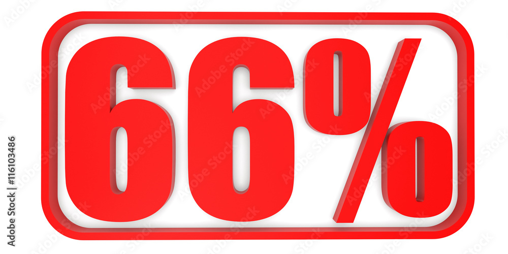 Discount 66 percent off. 3D illustration. Discount 66 percent off. 3D illustration.