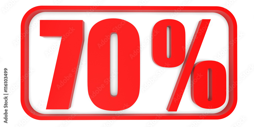 Discount 70 percent off. 3D illustration.