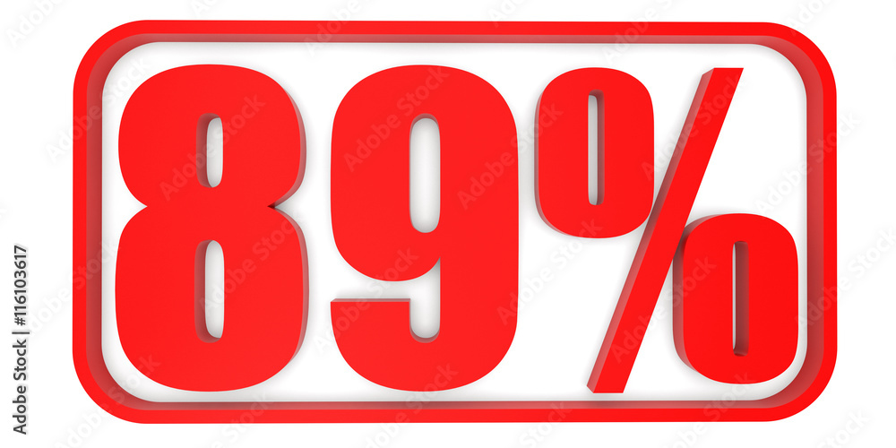 Discount 89 percent off. 3D illustration. Discount 89 percent off. 3D illustration.