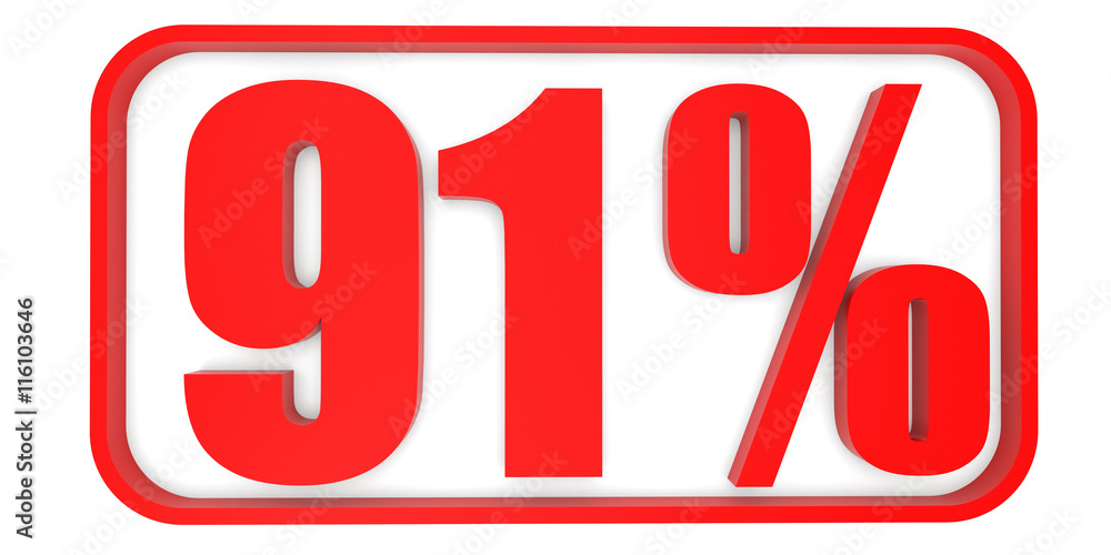 Discount 91 percent off. 3D illustration. Discount 91 percent off. 3D illustration.