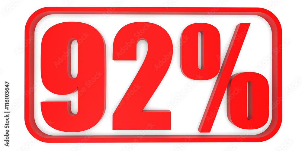 Discount 92 percent off. 3D illustration. Discount 92 percent off. 3D illustration.