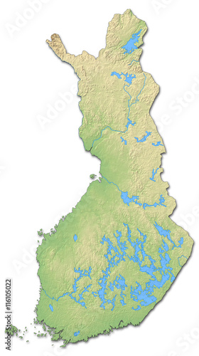 Fotografie Relief map of Finland - 3D-Rendering