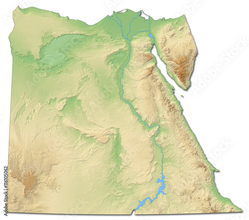 Relief map of Egypt - 3D-Rendering
