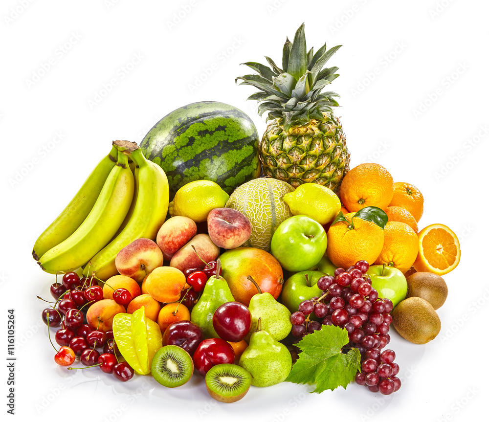 Isolated display of fresh healthy tropical fruit Isolated display of fresh healthy tropical fruit